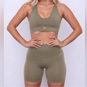 Set Active Luxform light pink biker short + sport bra set